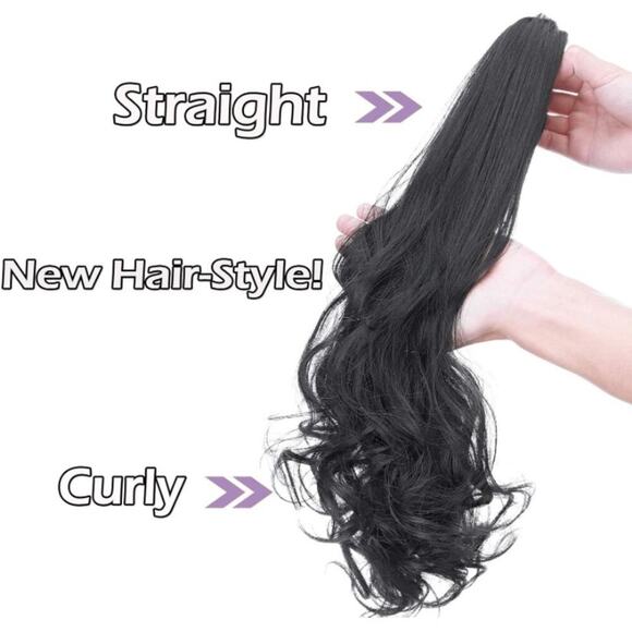 Brown Blonde Highlights Pony Tail Hair Claw Hair Extension Piece 22” - Picture 7 of 7